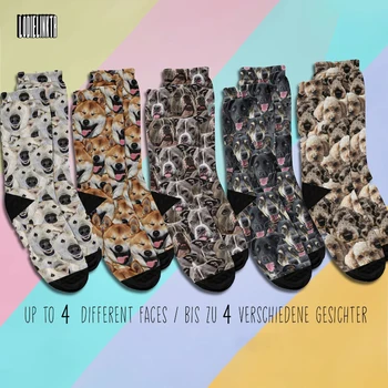 Персонализированные Носки с изображением собаки для вашего питомца, Забавные Милые Летние хлопчатобумажные носки на заказ Для мужчин и женщин Hundegesicht Socken