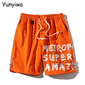 Мужские шорты для серфинга Single Road, мужские летние плавки, оранжевая японская уличная одежда в стиле хип-хоп, мужские пляжные шорты Harajuku Для мужчин