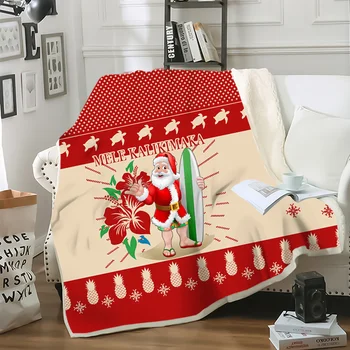 CLOOCLL, Одеяло с Рождеством Санта-Клауса, Рождественское одеяло с 3D принтом, Походное одеяло для пикника, двойное одеяло для шерпа