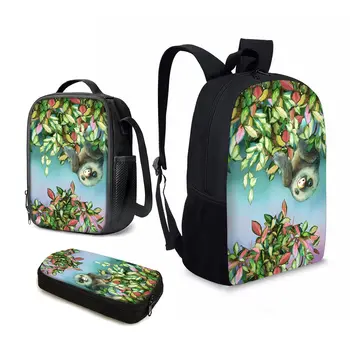 YIKELUO Модный градиентный цветной студенческий рюкзак с мультяшным принтом Ленивца, рюкзак, повседневная сумка с зеленым растением на молнии, сумка для ланча.