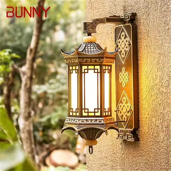 Уличные настенные светильники BUNNY, бронзовое освещение, светодиодные бра, классическое водонепроницаемое ретро для украшения домашнего балкона