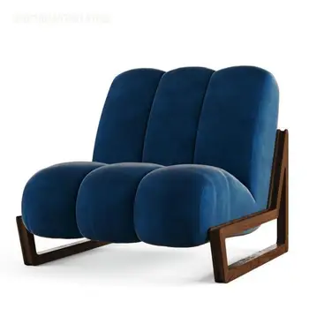 Итальянский роскошный одноместный диван из массива дерева, китайский современный простой домашний стул для гостиной, кресло для отдыха с ягненком