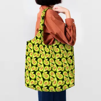 Холщовая сумка для покупок с рисунком авокадо, женская многоразовая сумка для покупок большой емкости, сумки для фруктов, веганские сумки для покупок, сумки для фотографий