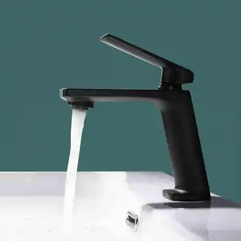 G1 / 2-дюймовый смеситель для умывальника для ванной комнаты с холодной и горячей водой, роскошный черный смеситель для раковины для домашней ванной комнаты