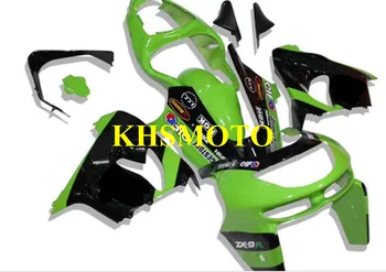 Изготовленный на заказ комплект мотоциклетных обтекателей для KAWASAKI Ninja ZX9R 98 99 ZX 9R 1998 1999 zx 9r ABS Зеленый Черный Комплект Обтекателей + подарки KS18