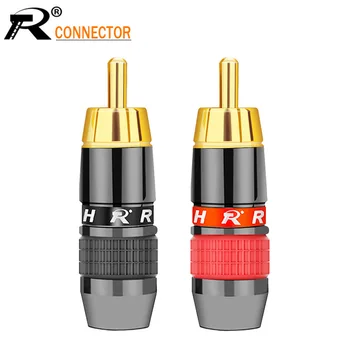 2 пары/ 4шт Позолоченный разъем провода RCA штекерный адаптер RCA Видео / аудио разъем Поддержка кабеля 8 мм черный и красный