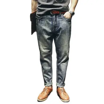 Модные ретро Джинсы Мужские Повседневные Свободные Мешковатые джинсовые брюки из эластичной ткани Уличная одежда Хип-хоп Шаровары Одежда