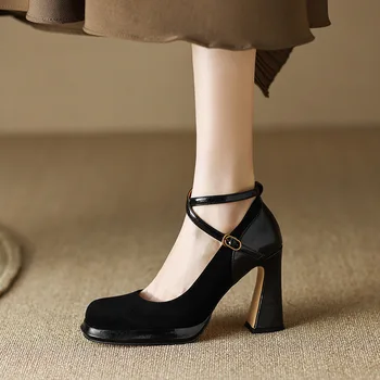 Сексуальные женские босоножки на высоком каблуке в стиле ретро, модные брендовые туфли-лодочки 2023, Новый тренд, дизайнерская массивная женская обувь, женские босоножки для вечеринок