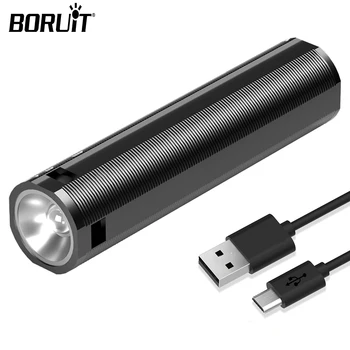 BORUiT Mini LED Фонарик, мощные светодиодные фонари, портативный USB-аккумуляторный фонарик, 3 режима освещения, наружное аварийное освещение