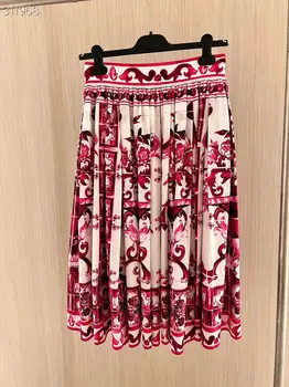 2023 Новые женские элегантные фарфоровые юбки Миди Милые Высококачественные повседневные богемные красные плавки Дизайнерская одежда для подиума Ins