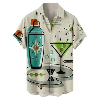 2022 Летняя Гавайская Мужская рубашка, Повседневные Рубашки с 3D Принтом для Мужчин/женщин, Негабаритная Футболка Hombres, Мужская Одежда, Винтажная Camisa