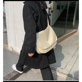 Однотонные дизайнерские модные женские сумки через плечо, высококачественная холщовая женская сумка через плечо, повседневная школьная сумка для молодых студентов