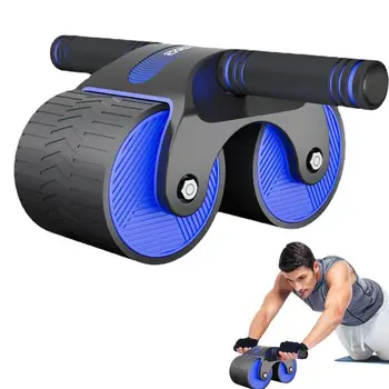 Брюшное колесо с автоматическим отскоком Брюшное колесо с двойными круглыми колесами, роликовый тренажер для пресса, тренирующий мышцы, оборудование для фитнеса.