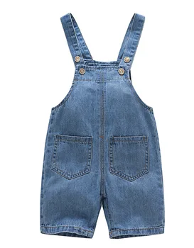 Джинсовые комбинезоны KIDSCOOL SPACE для маленьких девочек и мальчиков, летние джинсовые шорты для малышей