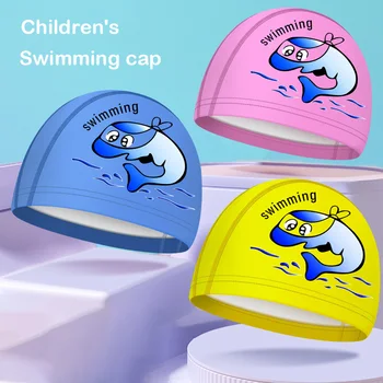 Детская шапочка для плавания, детская шапочка для плавания, шапочка для плавания с полиуретановым покрытием, милая мультяшная шапочка для защиты ушей, шапочка для плавания в бассейне, шапочка для купания