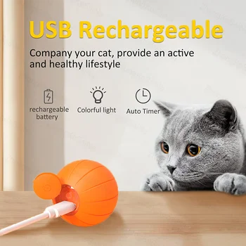 Умные катящиеся игрушки для кошек, самодвижущийся мяч для котенка, интерактивные принадлежности для домашних животных, USB-мигающий прыгающий мяч для деревянного пола в помещении