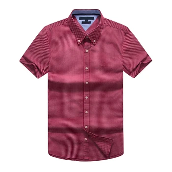 Высококачественная Мужская повседневная рубашка с короткими рукавами Классическая клетчатая мужская одежда для светской жизни ТМ Бренд Gannt Модные рубашки Бесплатная Доставка