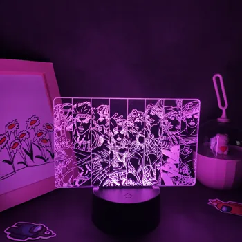 Главный герой аниме JoJo Bizarre Adventure, 3D Светодиодные лампы, Манга, RGB ночники, подарок на день рождения, стол для спальни, декор стола