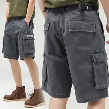 Модные мужские шорты Cowboy Summer Thin Tide Плюс Размер Пяти брюк Свободные повседневные комбинезоны Короткие брюки Карго