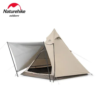 Шестиугольная пирамидальная палатка Naturehike Ranch С защитой от ультрафиолета На открытом воздухе, защищенная от штормов, Индийская пирамидальная палатка для 3-4 человек