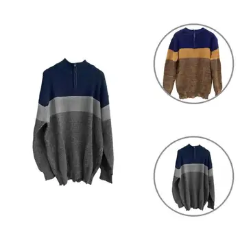 Трикотаж Простой топ прямой вязки Уличная одежда Мужской пуловер с обычным рукавом для путешествий