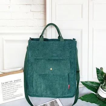 Вельветовая сумка для женщин, сумка для покупок, дизайнерская сумка, осенне-зимняя студенческая сумка для девочек, женская холщовая сумка-тоут на плечо