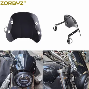 Мотоцикл ZORBYZ, Черная круглая фара, обтекатель лобового стекла, Дефлектор ветрового стекла для кронштейна крепления вилки 28-60 мм