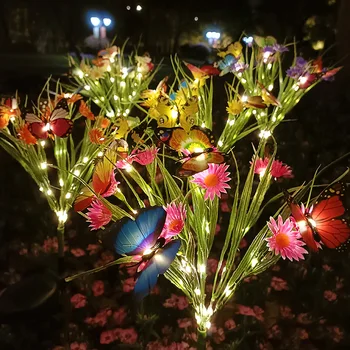 Солнечная Садовая лампа для газона Освещает дикий цветок Бабочку Розу Азалию, Заземляющую лампу, Водонепроницаемое Праздничное украшение двора