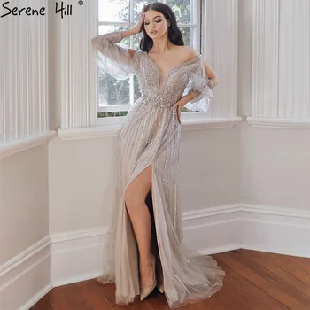 Вечерние платья Serene Hill Brown с разрезом, роскошные вечерние платья трапециевидной формы, расшитые бисером, Платья 2023 для женщин, вечерние платья LA71238