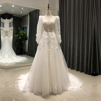 SL-9086 элегантные свадебные платья для женщин 2023 с длинным рукавом пляжные хрустальные свадебные платья для новобрачных плюс размер бусин vestido novias