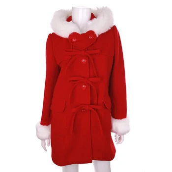 Зимняя женская верхняя одежда из смесовой шерсти с капюшоном и воротником из искусственного меха, кавайное милое длинное шерстяное свободное пальто с толстым галстуком-бабочкой в элегантном стиле