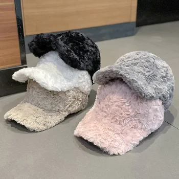 Женские осенние и зимние кепки из овечьего пуха, простые однотонные мягкие повседневные японские кепки от солнца, теплая бейсболка Gorros