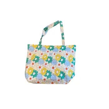 Новая сумка-тоут большой емкости, холщовая сумка с цветочным рисунком в западном стиле, ручная сумка для покупок студенток оптом
