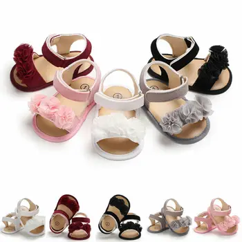 0-18 м Новые летние детские туфли для маленьких девочек с цветочной твердой кожаной подошвой, мягкая детская повседневная обувь, 5 цветов