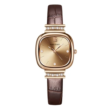 Модные женские часы с маленькими квадратными часами, инкрустированными бриллиантами