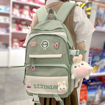 Модные женские туфли с милым значком Harajuku Для девочек, ноутбук, студенческая сумка для книг, женский дорожный рюкзак Kawaii для колледжа, Женские школьные рюкзаки, нейлон