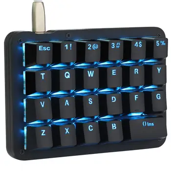 Макро-механическая клавиатура Портативная мини-игровая клавиатура для игры одной рукой с синей светодиодной подсветкой, 23 полностью программируемых клавиши, красные переключатели