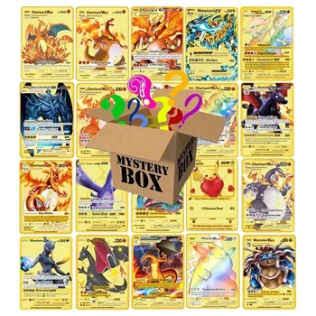 Cartas Pokemon Mystery Box Карты Металлическая Карта Испанский Английский V Аниме ПИКАЧУ Случайная Слепая Коробка Золотая Коллекция Игр Vmax Игрушки