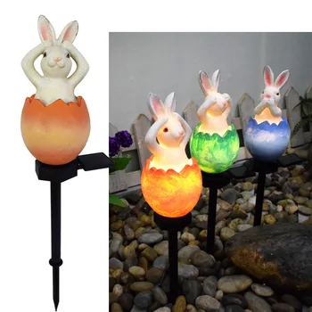 Торшер с солнечным кроликом, Наружный сад, Вилла, Газон, Декоративная лампа из яичной скорлупы из смолы