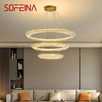 Современный кольцевой подвесной светильник SOFEINA Nordic, светодиодная круглая хрустальная люстра, креативный свет, роскошь для декора гостиной, виллы, спальни.