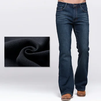 Мужские зимние джинсы-стрейч GRG, утепленные теплые брюки, узкие, слегка расклешенные брюки, облегающий крой, джинсы из флиса.
