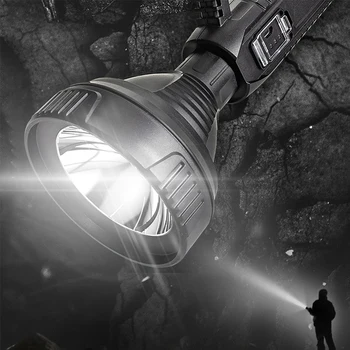 Перезаряжаемый Прожекторный фонарик Супер Яркий фонарик Наружный светодиодный фонарик Водонепроницаемый Ручной Прожектор 2 Режима Факел