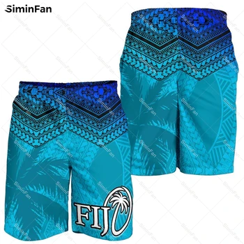 Синие Мужские Гавайские Пляжные Шорты с 3D Принтом Fiji Rugby, Мужские Летние Брюки, Повседневные Пляжные Брюки Унисекс, Модная Уличная Одежда