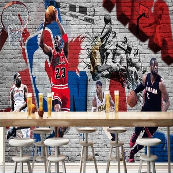 бейбехан беханг Пользовательские персонализированные обои Граффити Звезда баскетбольного матча украшение стен бара KTV обои papel de parede3D