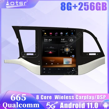 Автомобильный Радиоприемник Qualcomm Snapdragon 665 Android 11 Tesla Для Hyundai Elantra 2016 2017 2018 2019 GPS-Приемник Carplay Стерео Головное Устройство