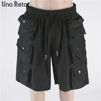Una Reta, летние Новые мужские шорты, уличная одежда в стиле хип-хоп, дизайнерские шорты с карманами, мужские свободные повседневные шорты с эластичной талией, однотонные шорты для пары