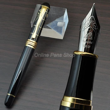 Jinhao Black & Golden Map Plat Design Перьевая ручка с М-образным наконечником JF138