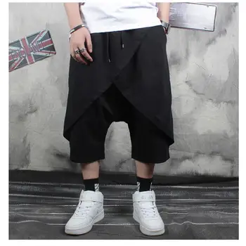 Мужские летние деловые уличные шорты в стиле хип-хоп, дизайнерская индивидуальность, поддельные две юбки неправильной формы, брюки Haran, шорты
