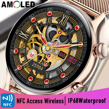 Смарт-часы NFC Мужские AMOLED 390 * 390 Поддержка экрана, всегда отображающего вызов Bluetooth, женские водонепроницаемые смарт-часы IP68 для Xiaomi