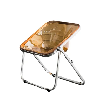 Nordic creative прозрачная сетка red ins портативный обеденный складной стул Nordic simple home со спинкой из акрилового пластика